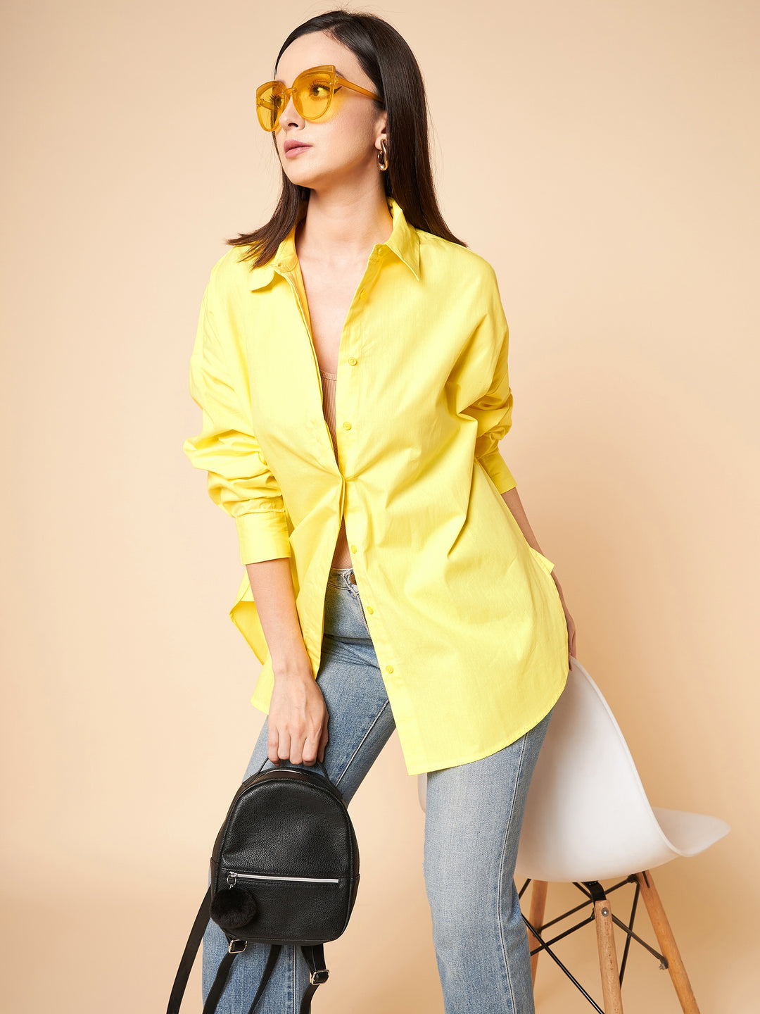 Oversized Solid Cotton Casual Shirt