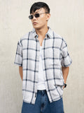 Hubberholme Men Standard Spread Collar Checked Cotton Oversized Casual Shirt