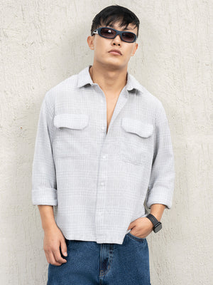 Hubberholme Men Standard Spread Collar Other Checks Checked Cotton Oversized Casual Shirt