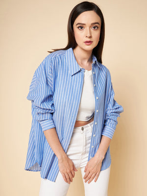 Oversized Striped Cotton Casual Shirt