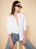 Boxy Fit Solid Cotton White Casual Shirt