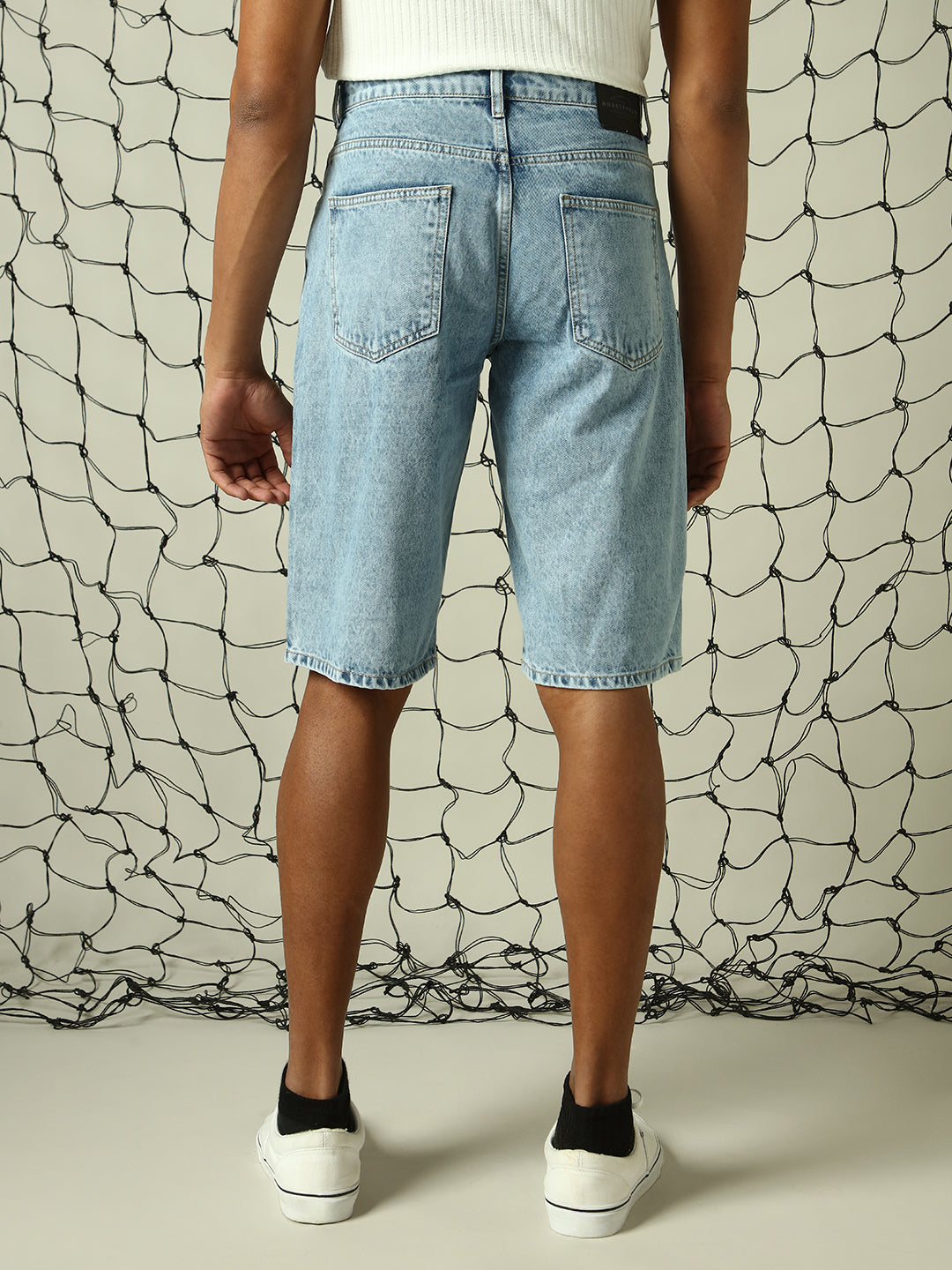 Hubberholme Men Washed Loose Fit barmuda distress Comfort Denim Shorts