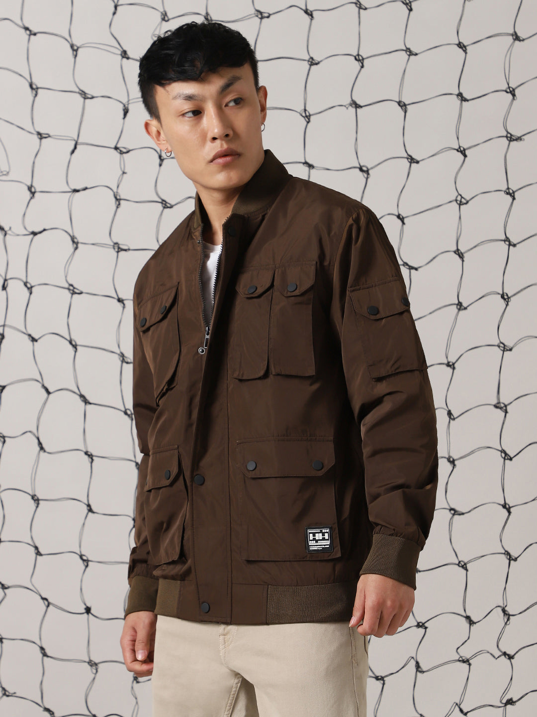 Hubberholme Men Lightweight Utility Cargo Pocket Jacket