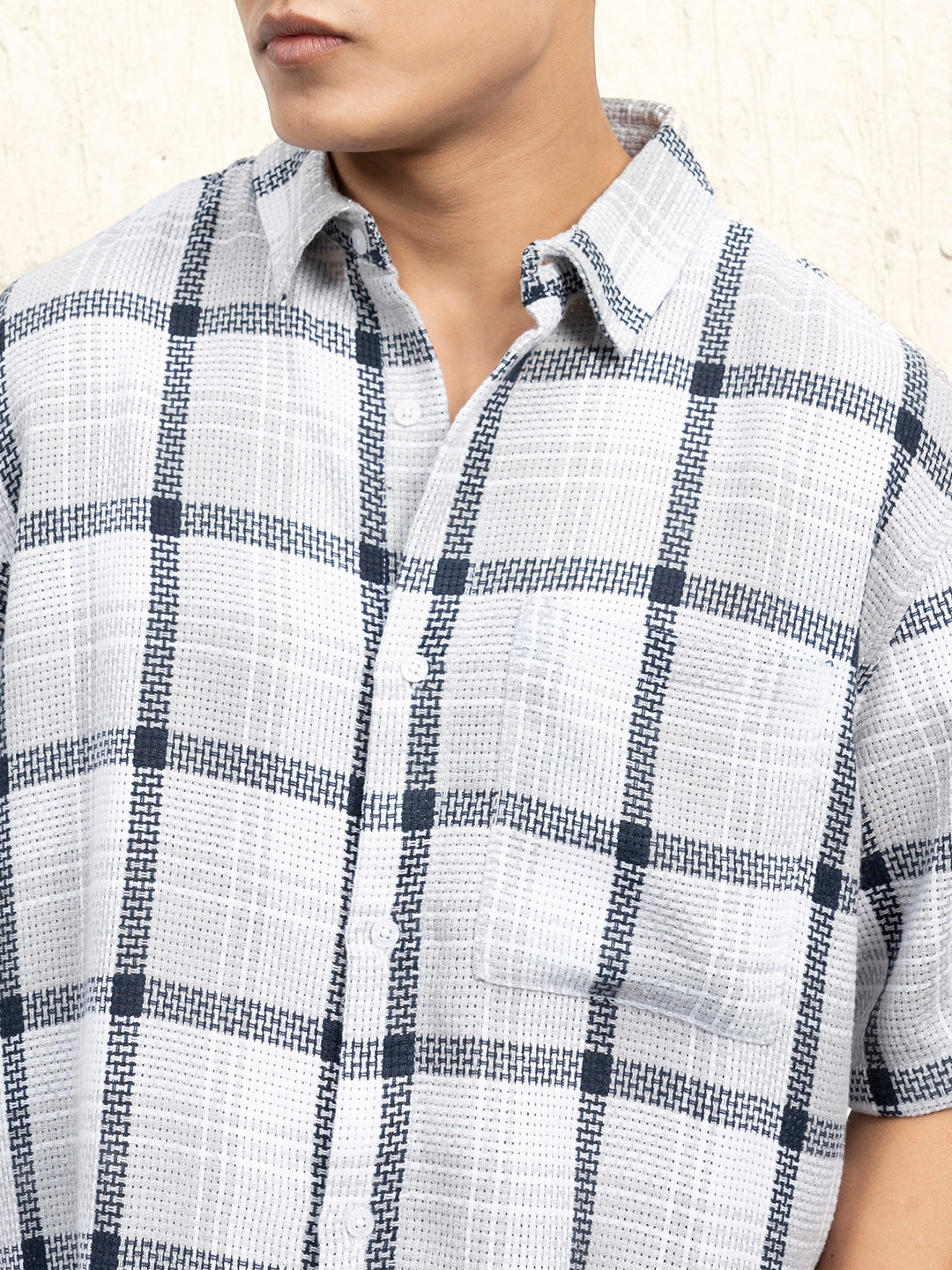 Hubberholme Men Standard Spread Collar Checked Cotton Oversized Casual Shirt