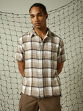 Hubberholme Men Classic Tartan Checks Checked Textured Oversized Casual Shirt