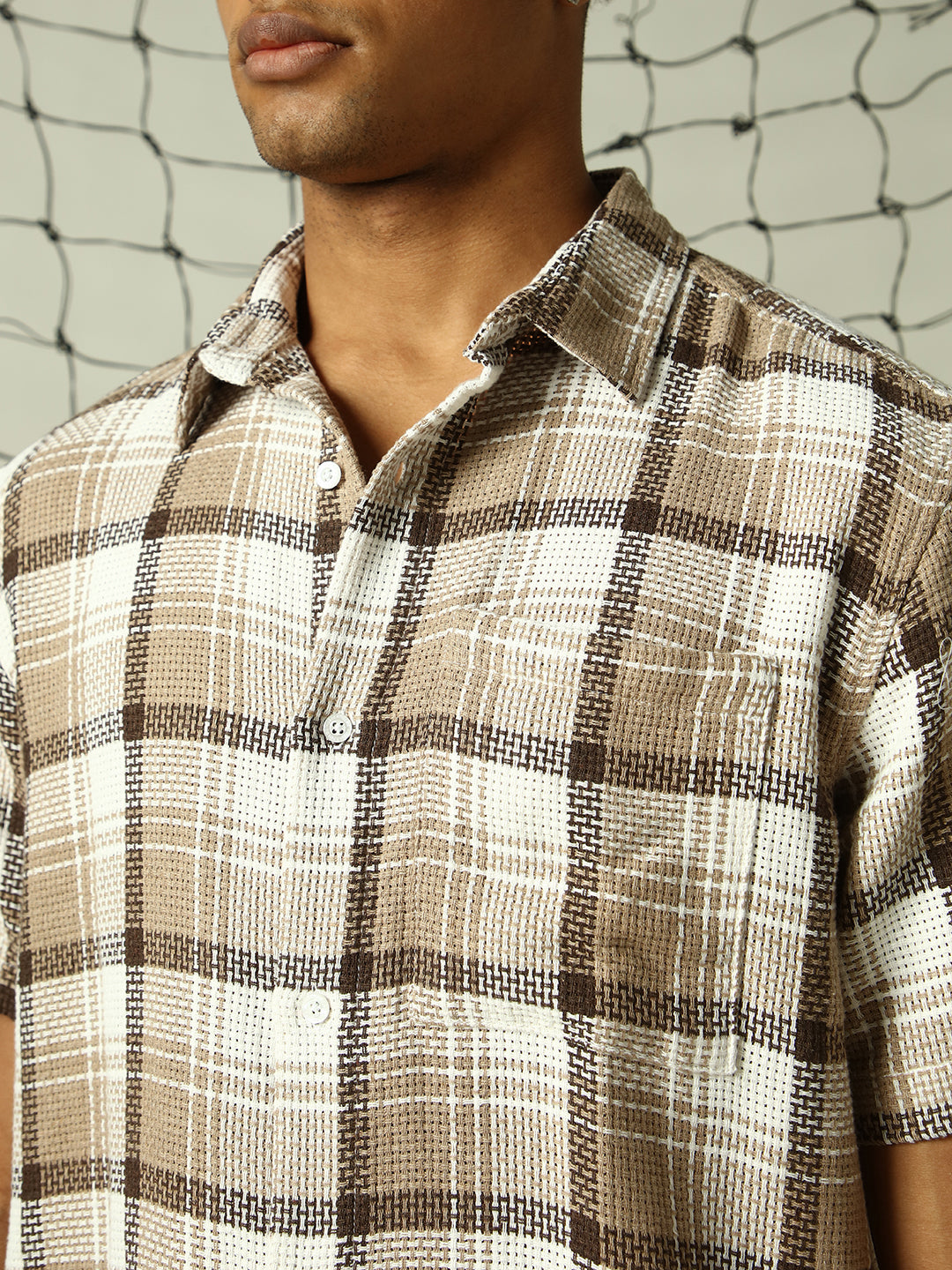 Hubberholme Men Classic Tartan Checks Checked Textured Oversized Casual Shirt