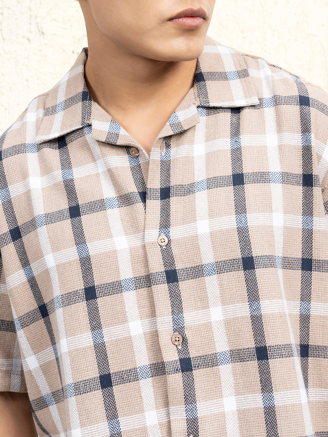 Hubberholme Men Standard Spread Collar Checked Cotton Oversized Casual Shirt