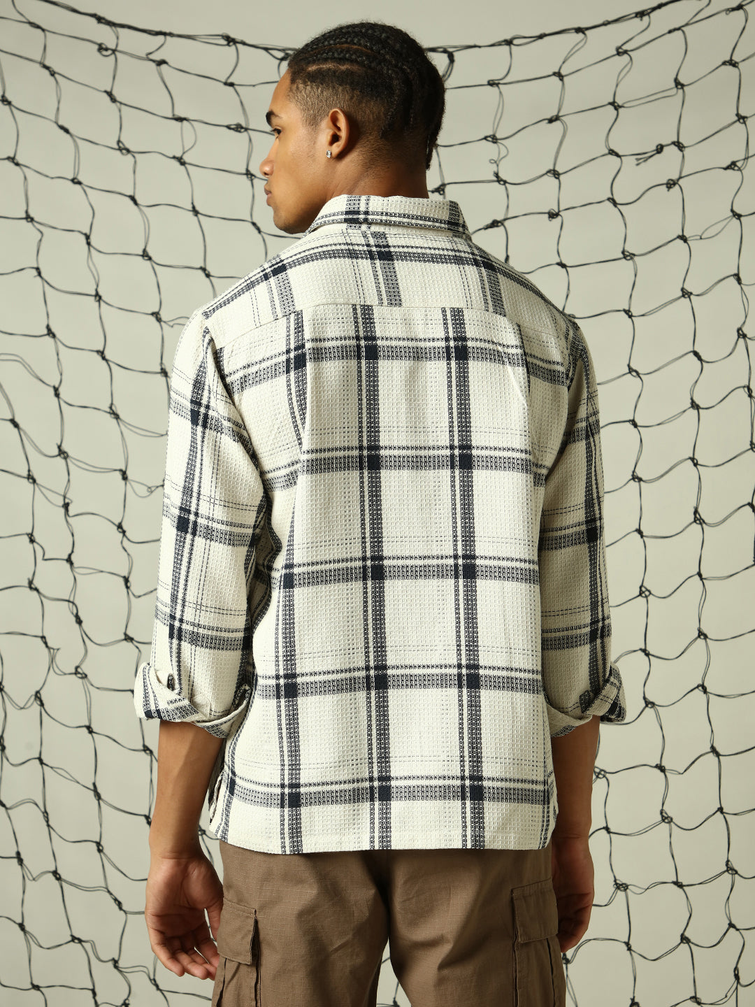 Hubberholme Checked Double Pockets Textured Fabric Relaxed Fit Casual Shirt