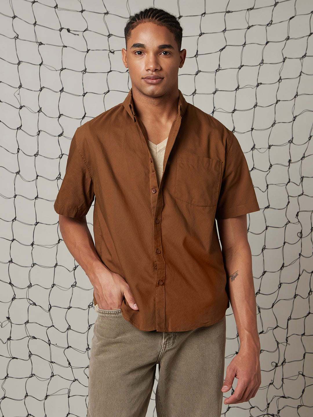 Hubberholme Button-Down Collar Pure Cotton Oversized Casual Shirt