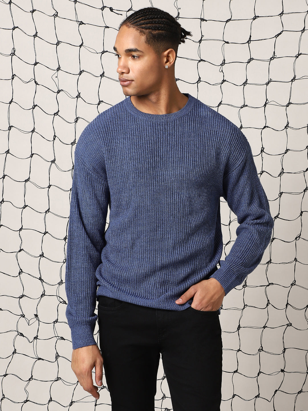 Hubberholme Stractured Relaxed Fit Men Pullover