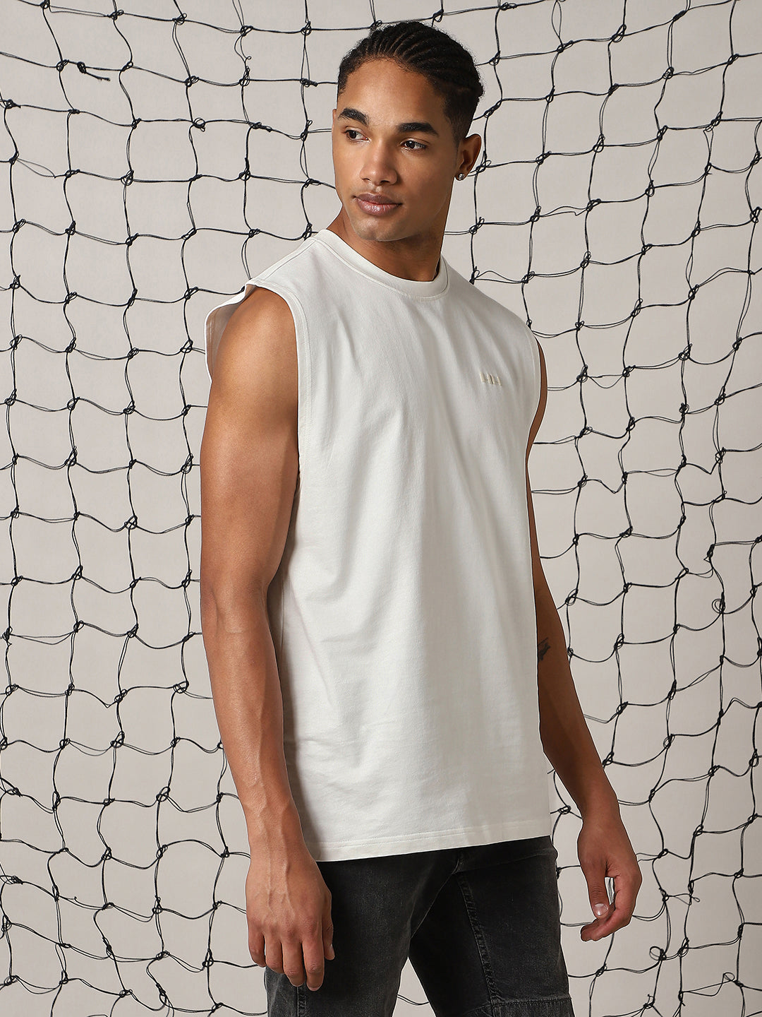 Hubberholme Men Round Neck Cotton Oversized Vest Sleeveless T-shirt