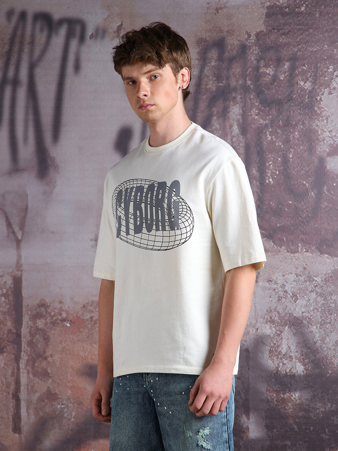 Hubberholme Men Printed Oversized  Half Sleeves Tshirts