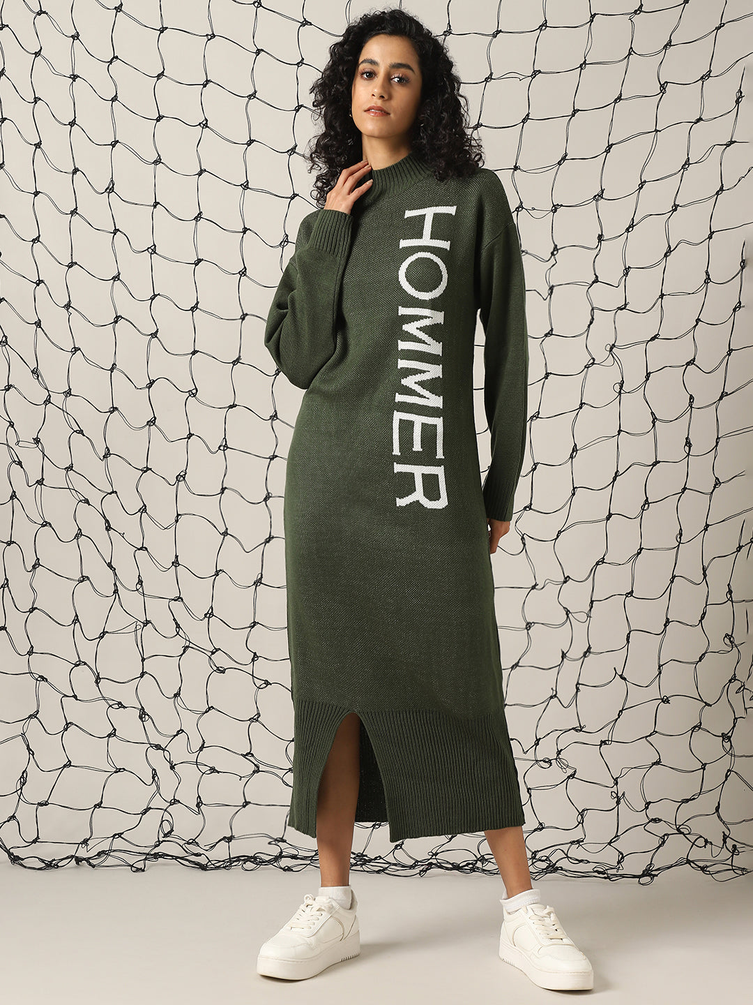 Hubberholme Maxi Straight Typography With Slit Dress