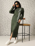 Hubberholme Maxi Straight Typography With Slit Dress