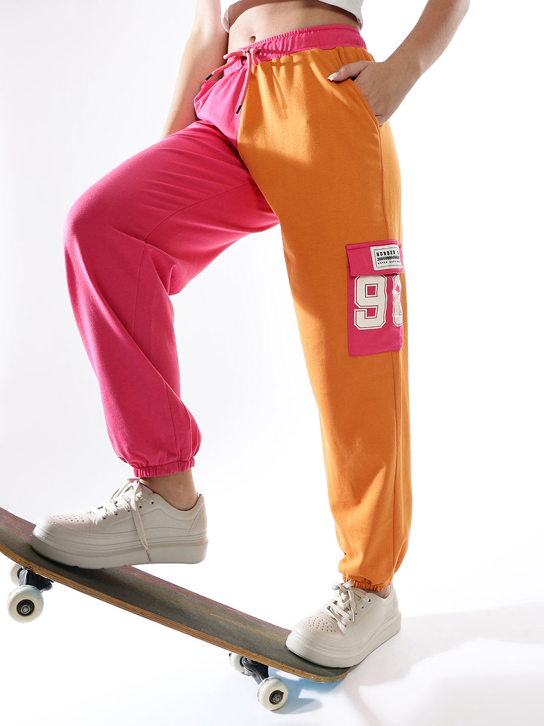 Hubberholme Women Colourblocked Jogger High-Rise  Casual Track Pants