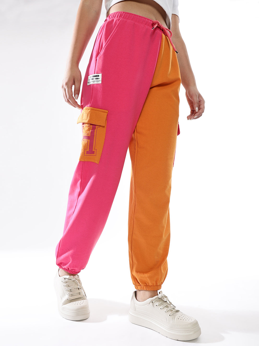 Hubberholme Women Colourblocked Jogger High-Rise  Casual Track Pants