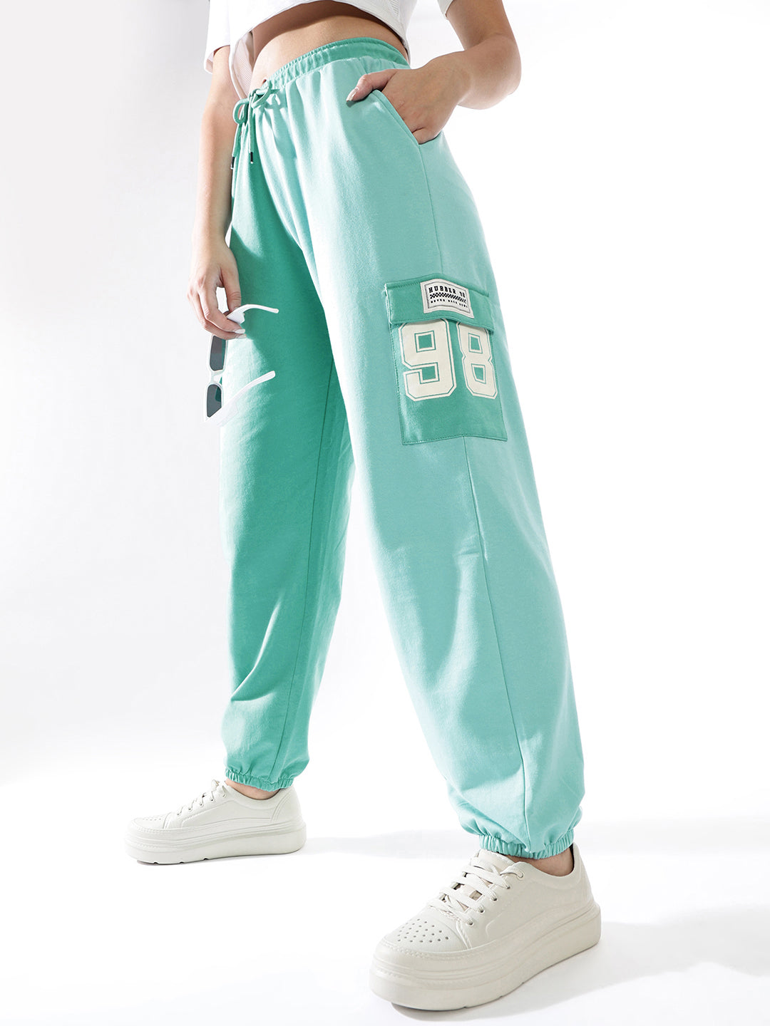 Hubberholme Women Colourblocked Jogger High-Rise  Casual Track Pants