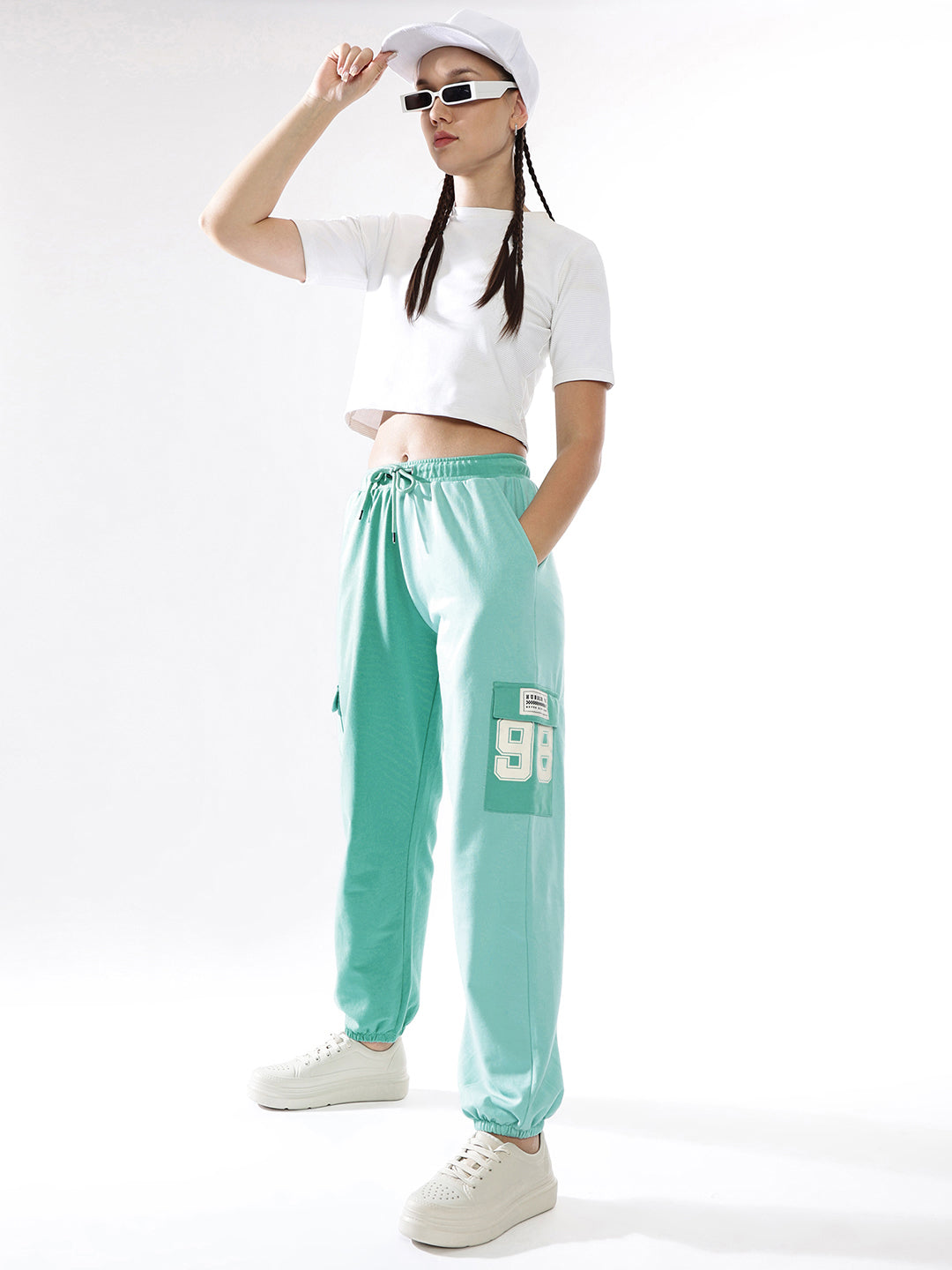 Hubberholme Women Colourblocked Jogger High-Rise  Casual Track Pants