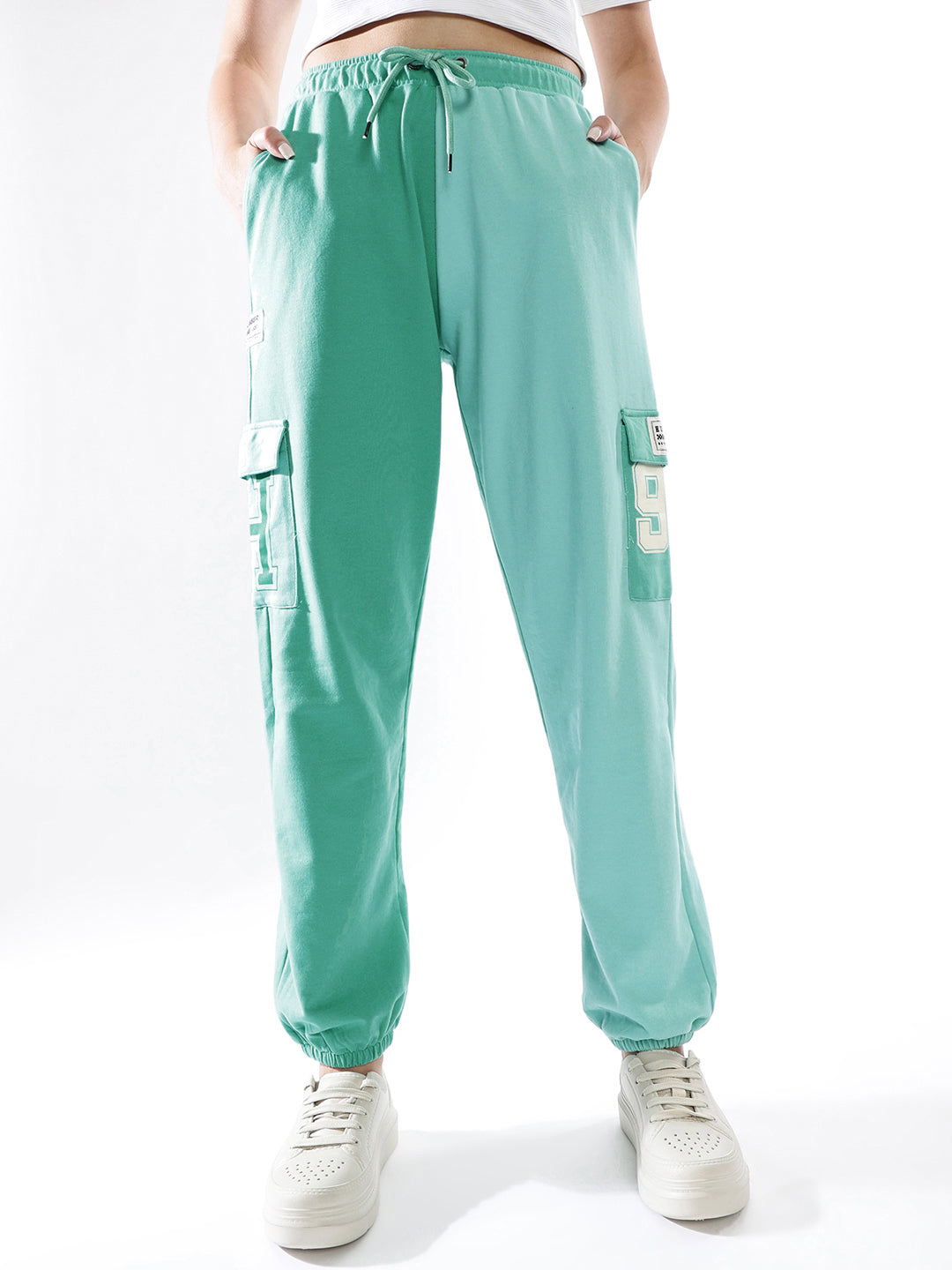 Hubberholme Women Colourblocked Jogger High-Rise  Casual Track Pants