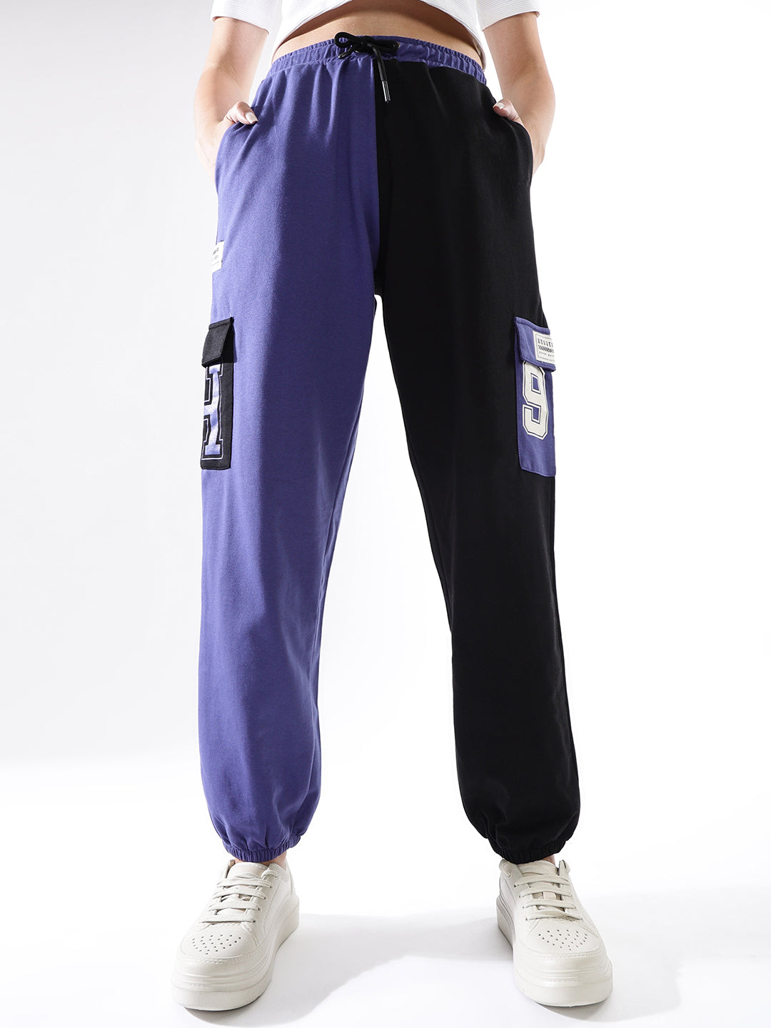 Hubberholme Women Colourblocked Jogger High-Rise  Casual Track Pants