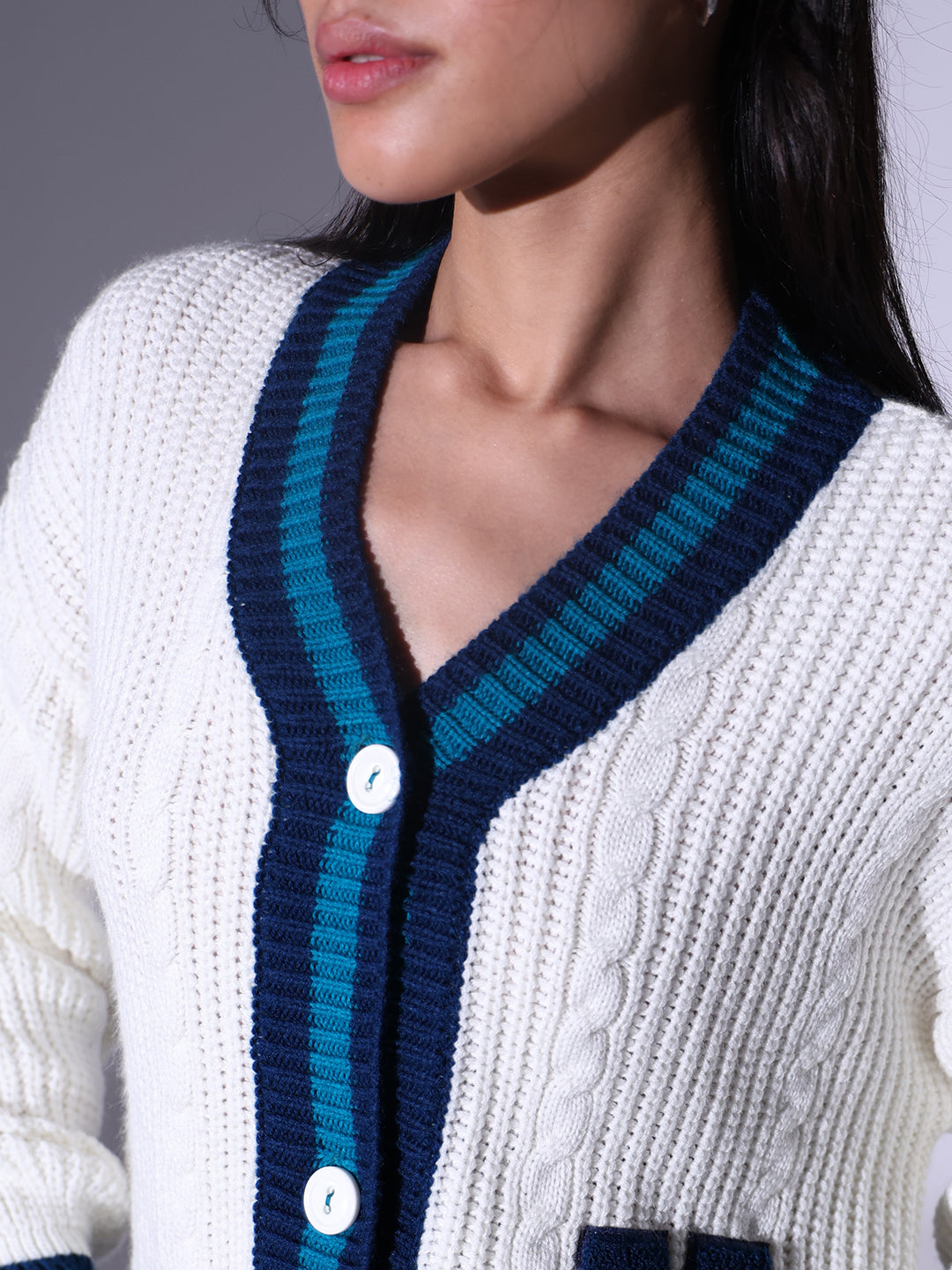 Hubberholme Cable Knit V-Neck Cardigan