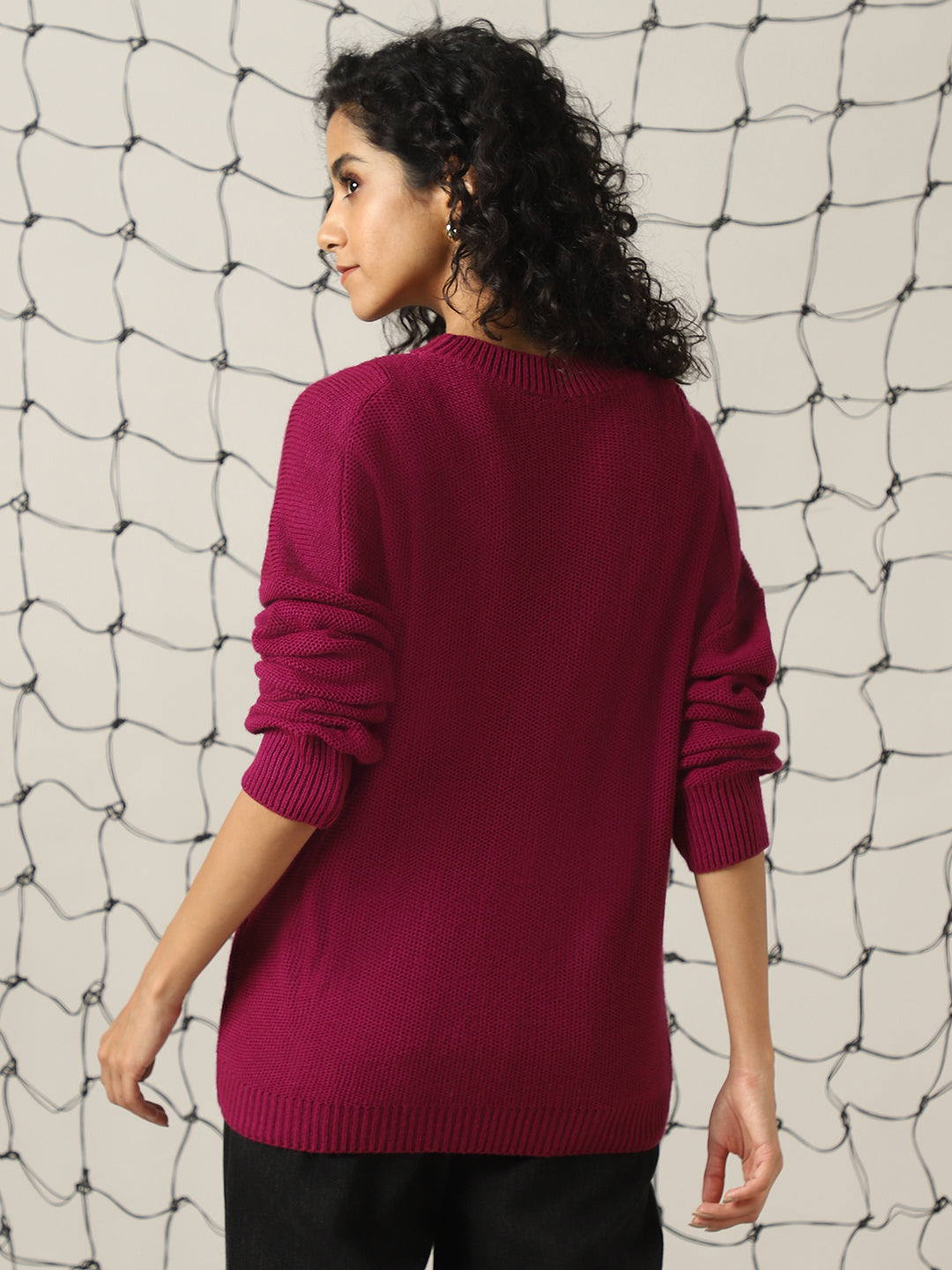 Hubberholme Women Relax Fit Contrast Stitch Detail Pullover