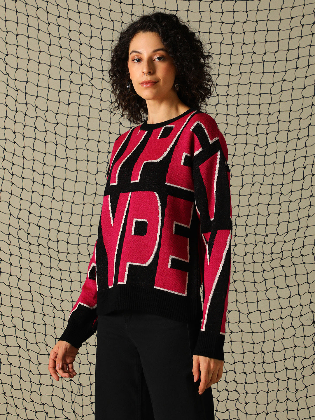 Hubberholme Women Typography Printed Boxy Fit Pullover