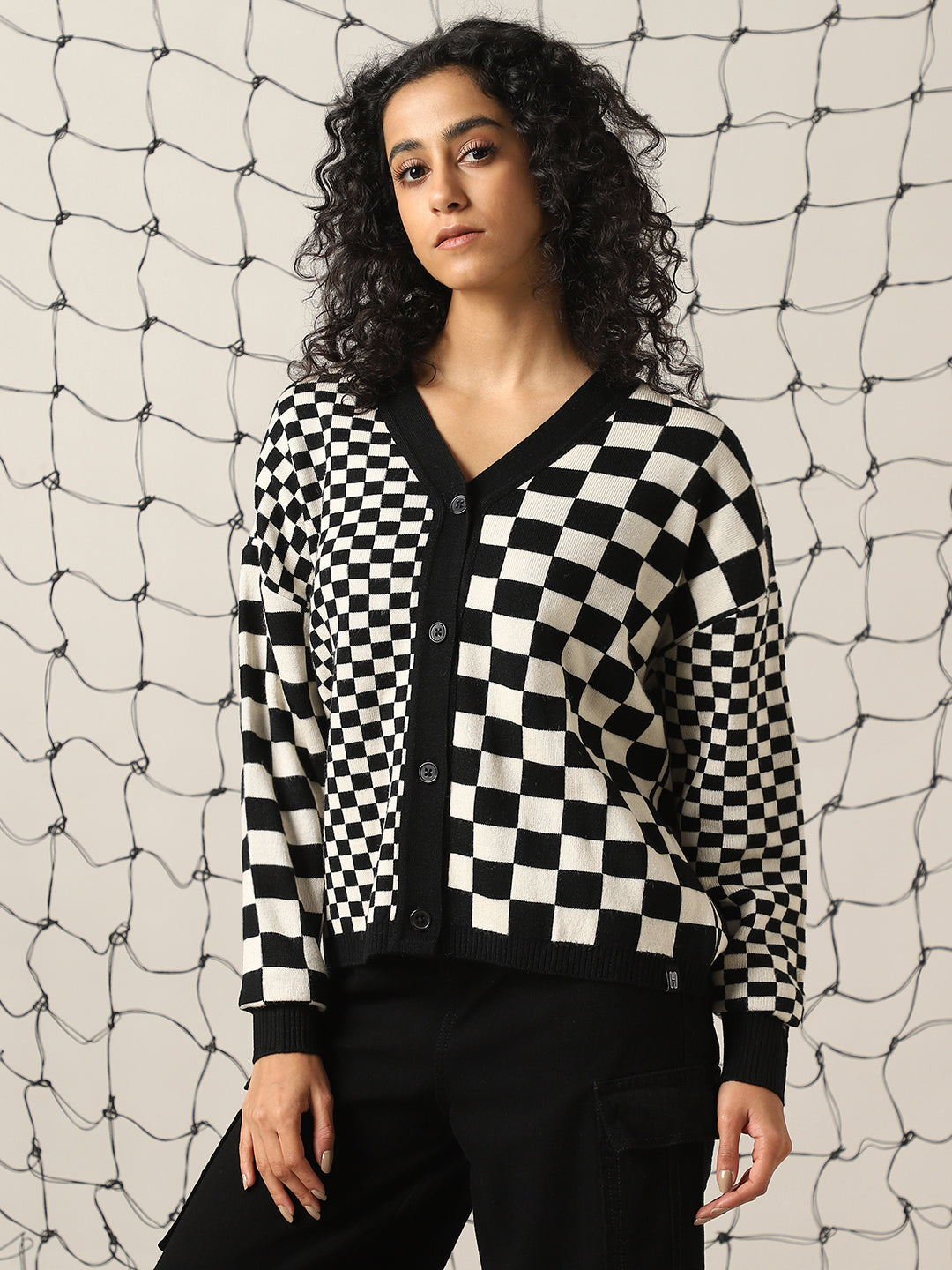 Hubberholme Women  Checked Relax fit Cardigan