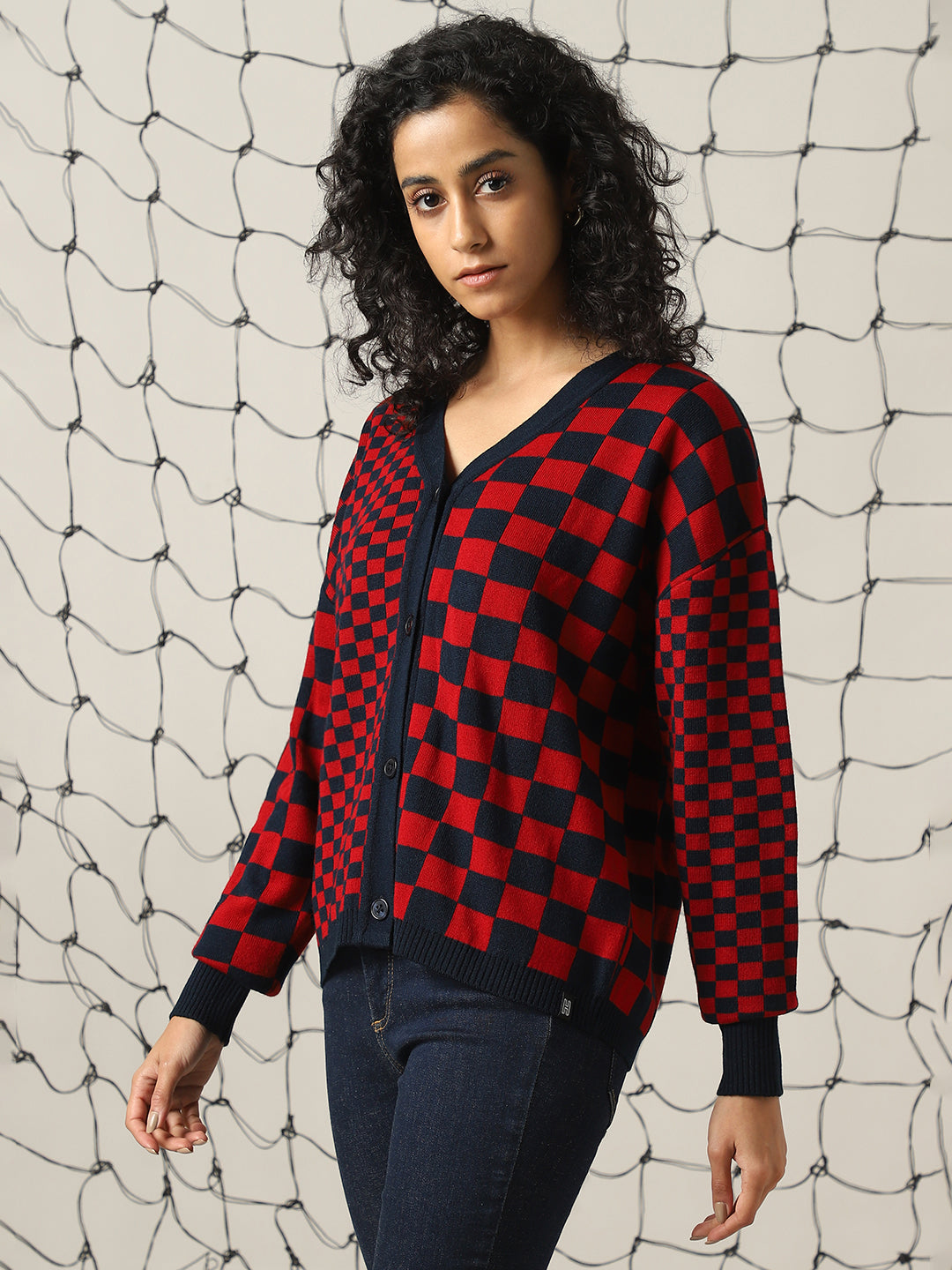 Hubberholme Women  Checked Relax fit Cardigan