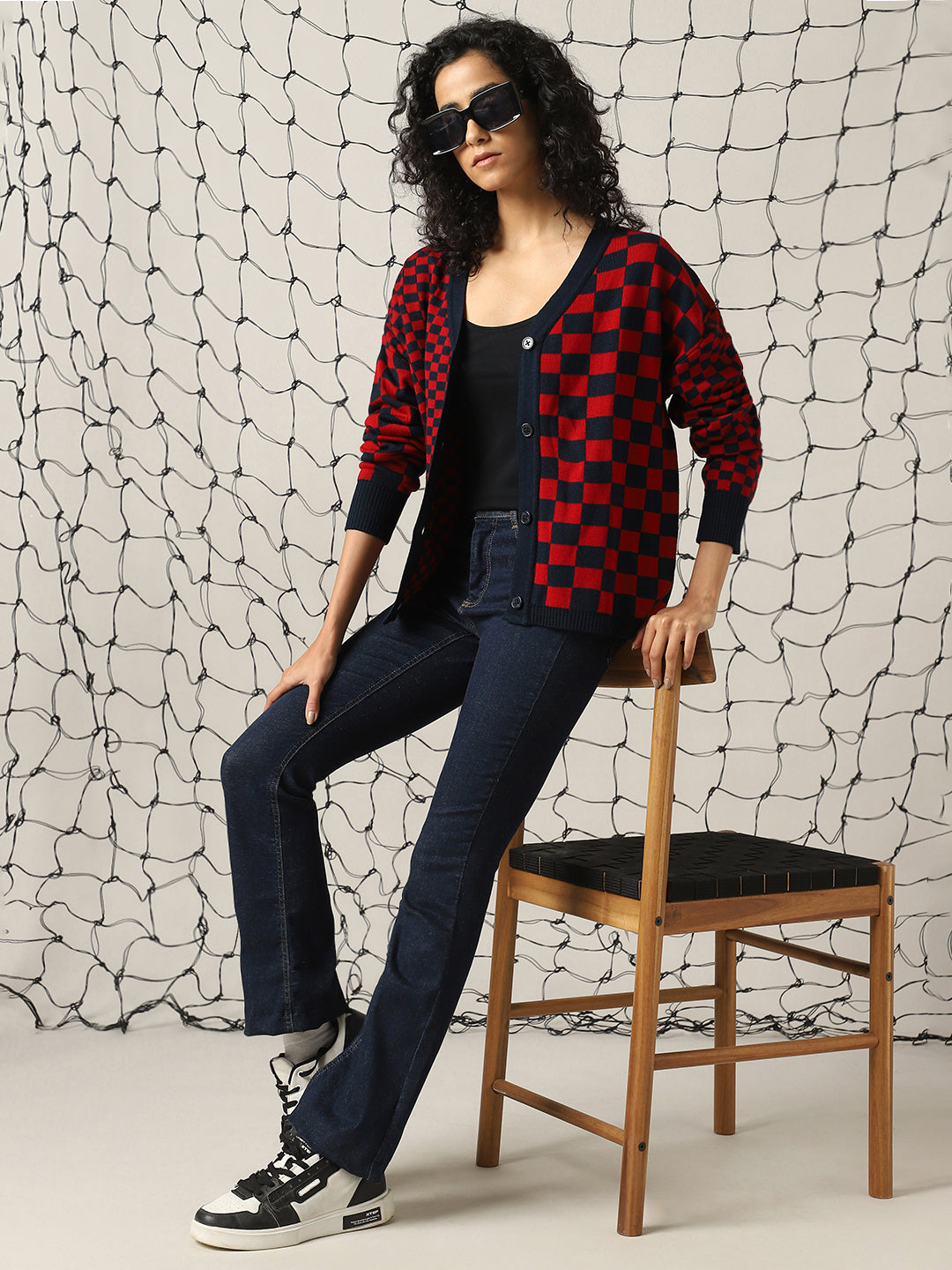 Hubberholme Women  Checked Relax fit Cardigan