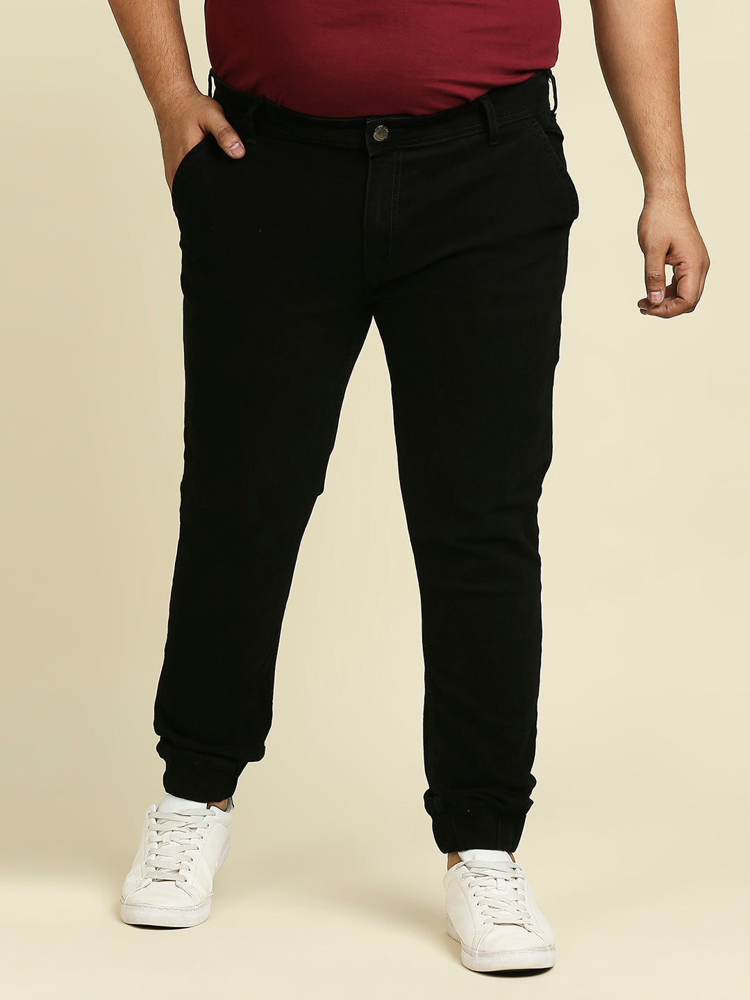 Men Plus Size Black Slim Fit Stretchable Jeans