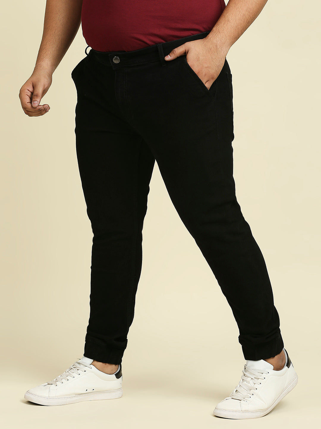 Men Plus Size Black Slim Fit Stretchable Jeans