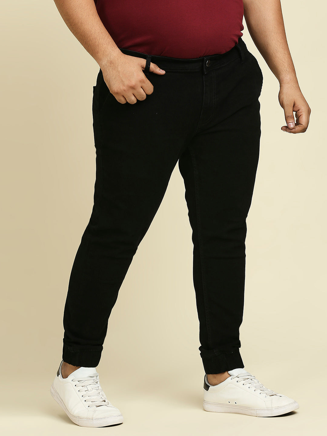 Men Plus Size Black Slim Fit Stretchable Jeans