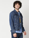 Washed Spread Collar Long Sleeves Denim Jacket