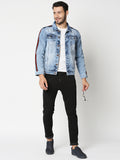 Washed Spread Collar Long Sleeves Denim Jacket