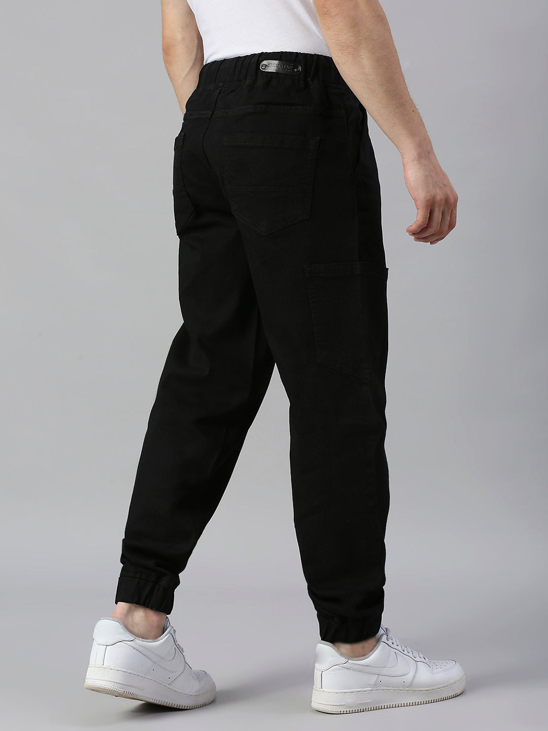 Men Black Cotton Jogger Stretchable Jeans