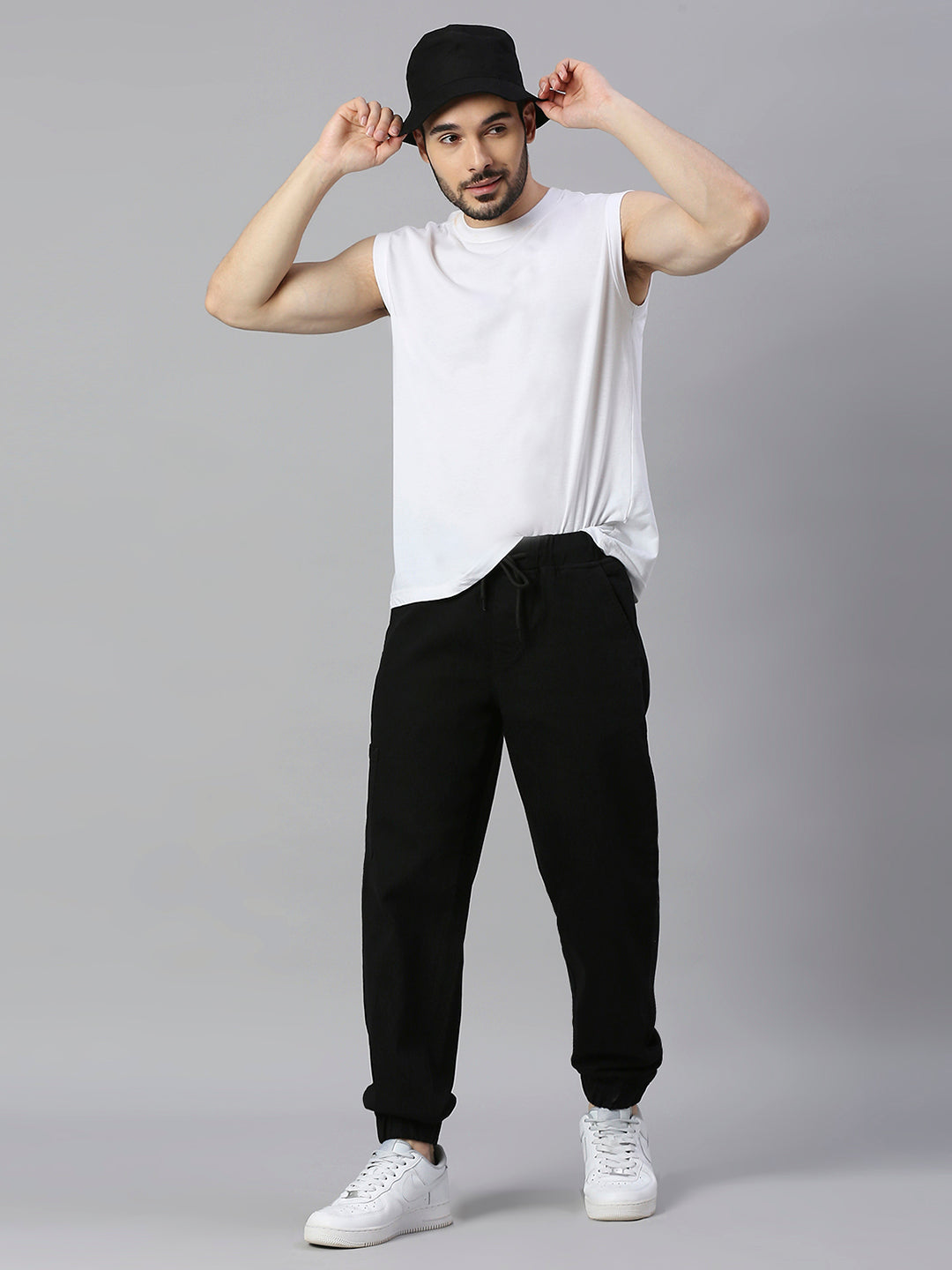 Men Black Cotton Jogger Stretchable Jeans