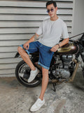 Men Washed Mid-Rise Cotton Denim Shorts