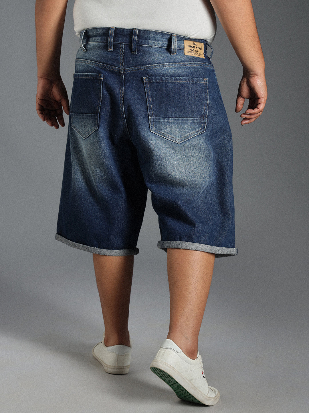 Plus Size Men Washed Pure Cotton Denim Shorts