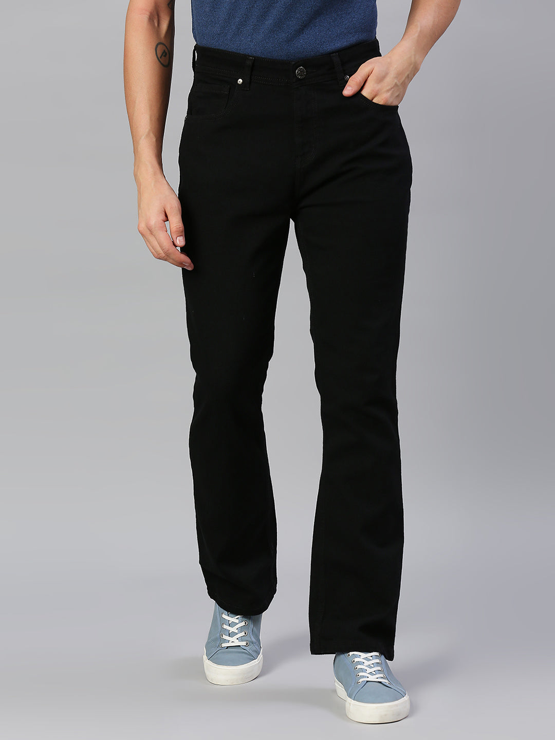 Men Black Bootcut Stretchable Cotton Jeans