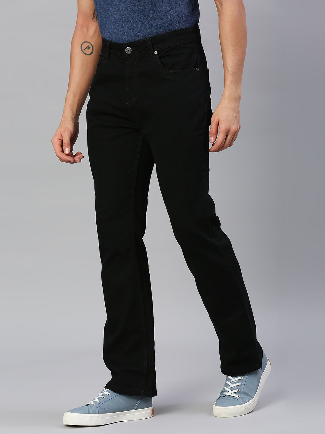 Men Black Bootcut Stretchable Cotton Jeans