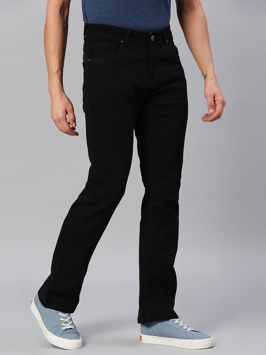 Men Black Bootcut Stretchable Cotton Jeans