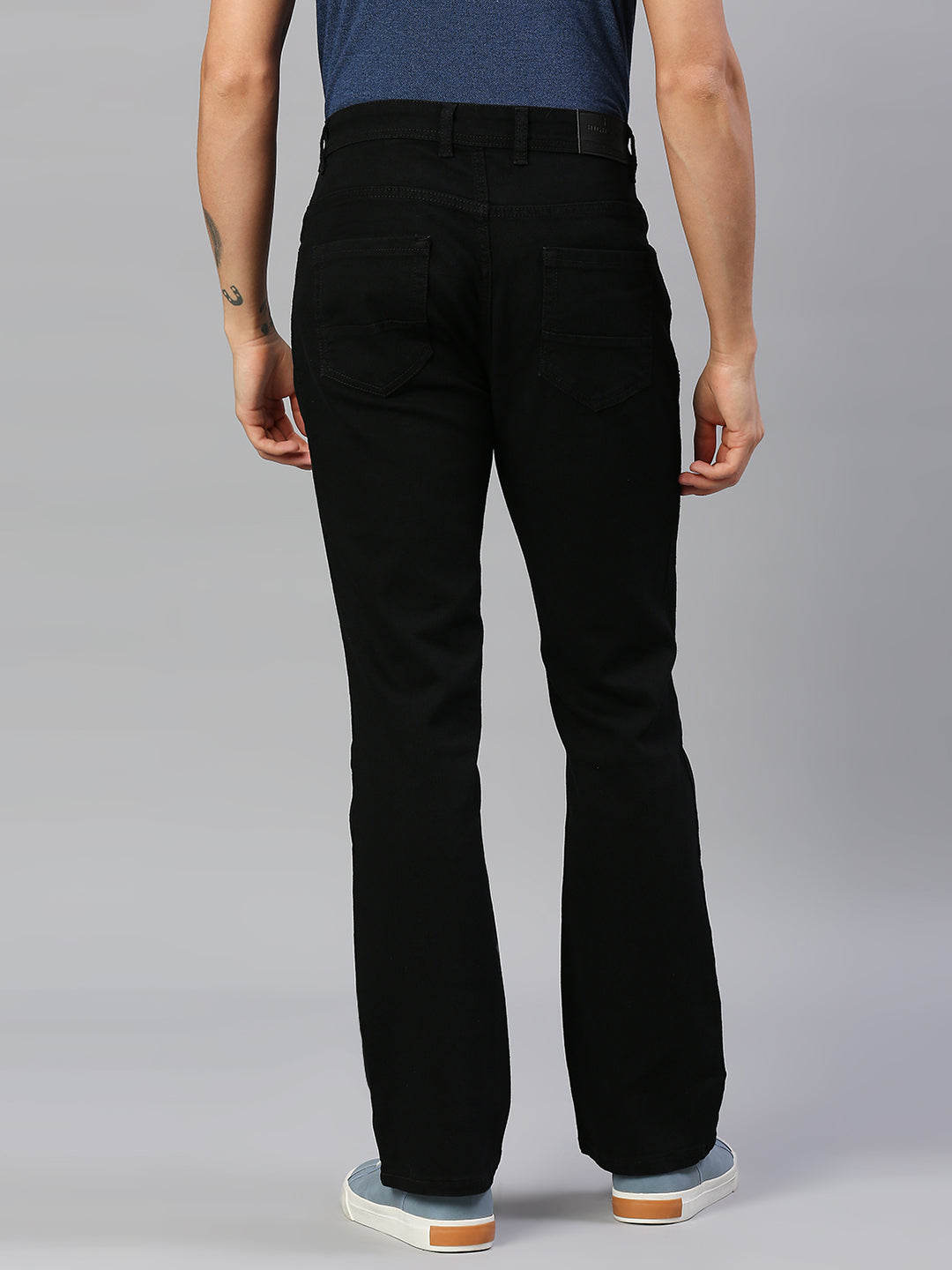 Men Black Bootcut Stretchable Cotton Jeans