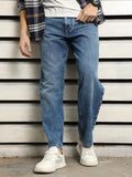 Men Relaxed Fit Mid-Rise Clean Look Light Fade Cotton Jeans