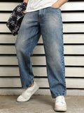 Men Relaxed Fit Clean Look Light Fade Cotton Jeans