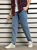 Men straight Tapered Fit Mid-Rise Heavy Fade Cotton Jeans