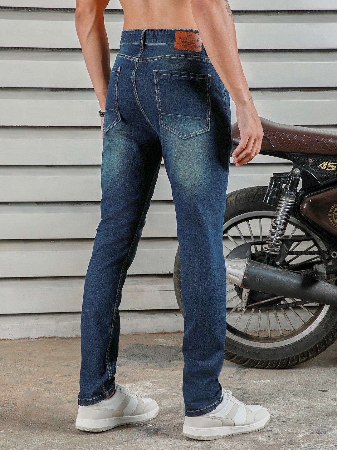 Men Straight Tappered Fit Light Fade Cotton Jeans