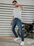 Men Straight Tappered Fit Light Fade Cotton Jeans