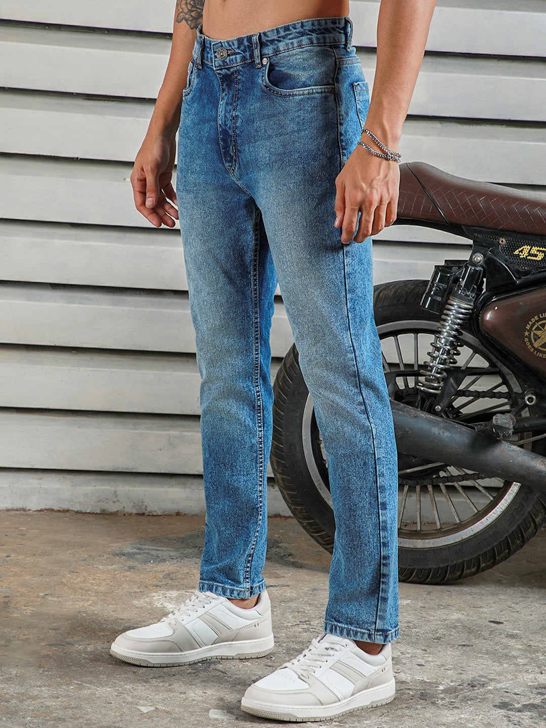 Men Straight Tappered Fit Heavy Fade Cotton Jeans