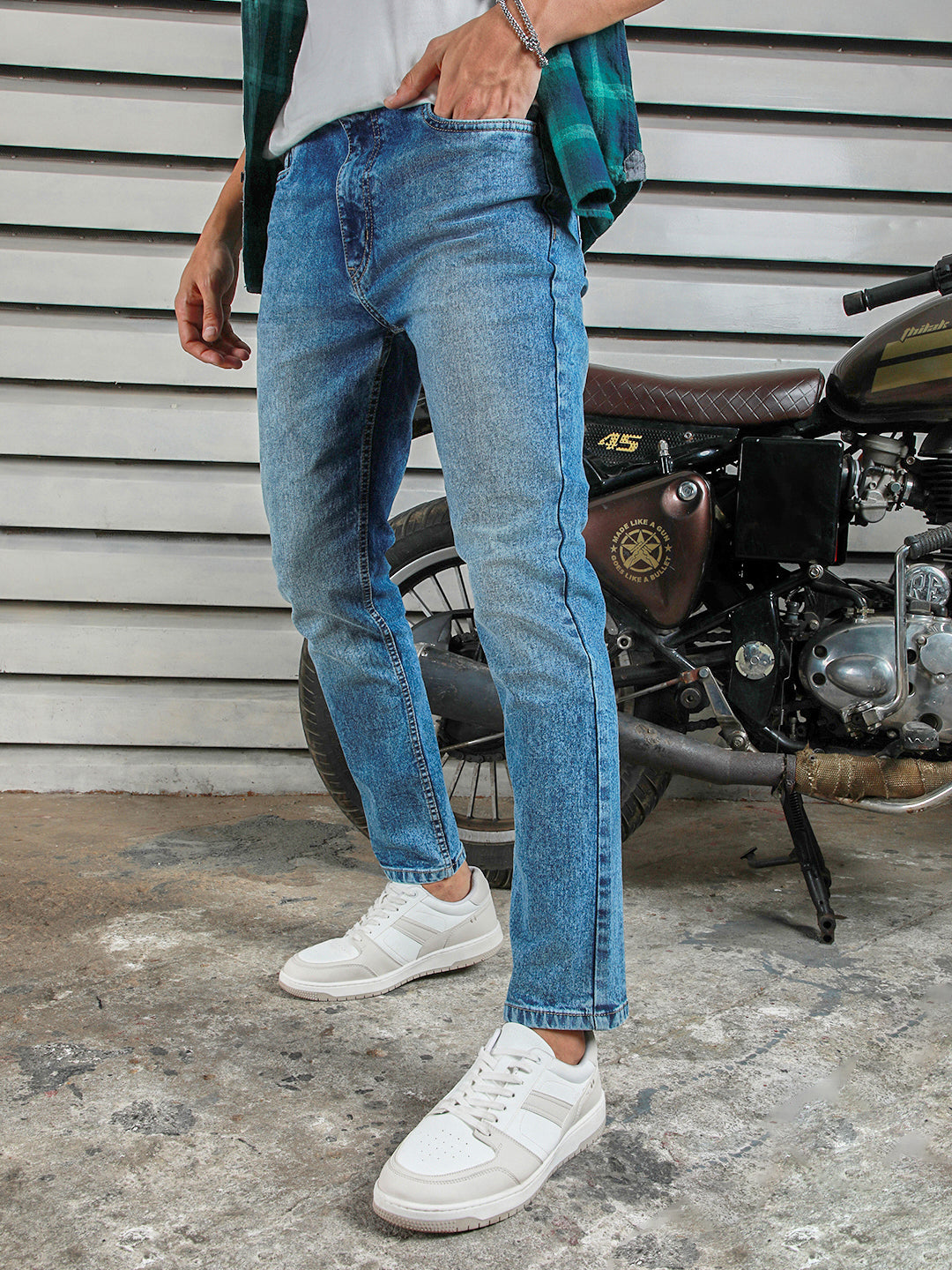 Men Straight Tappered Fit Heavy Fade Cotton Jeans